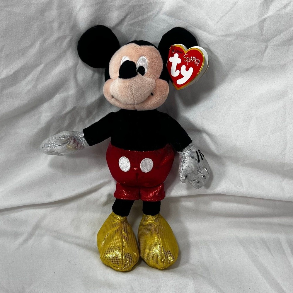 Ty Sparkle Mickey Mouse Beanie Baby Plush Small Black Red New With Tags 2018